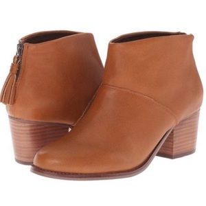 Toms Leila Cognac Leather Ankle Booties, 9.5